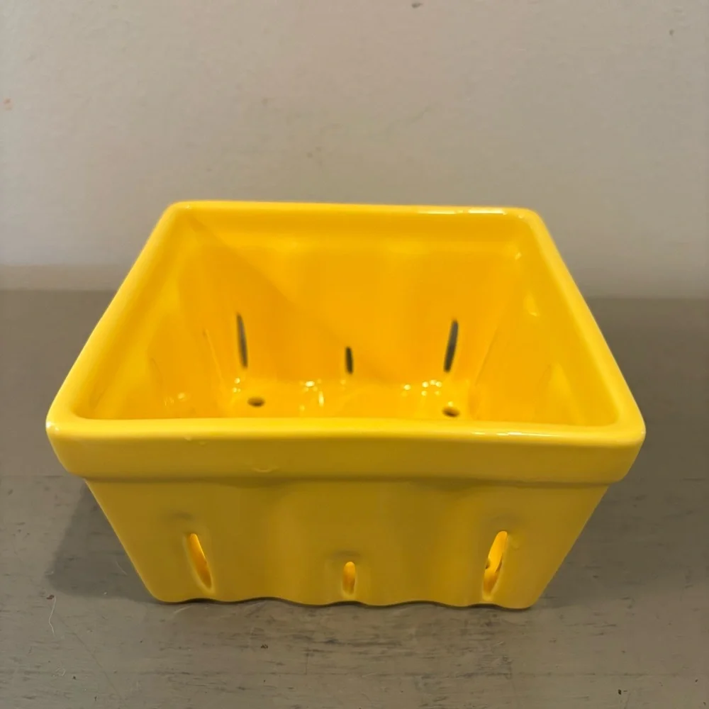 Crate&Barrel Yellow Ceramic Berry Basket